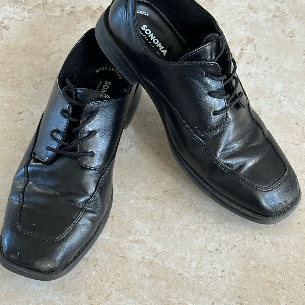 Boys Black Leather Dress Shoes